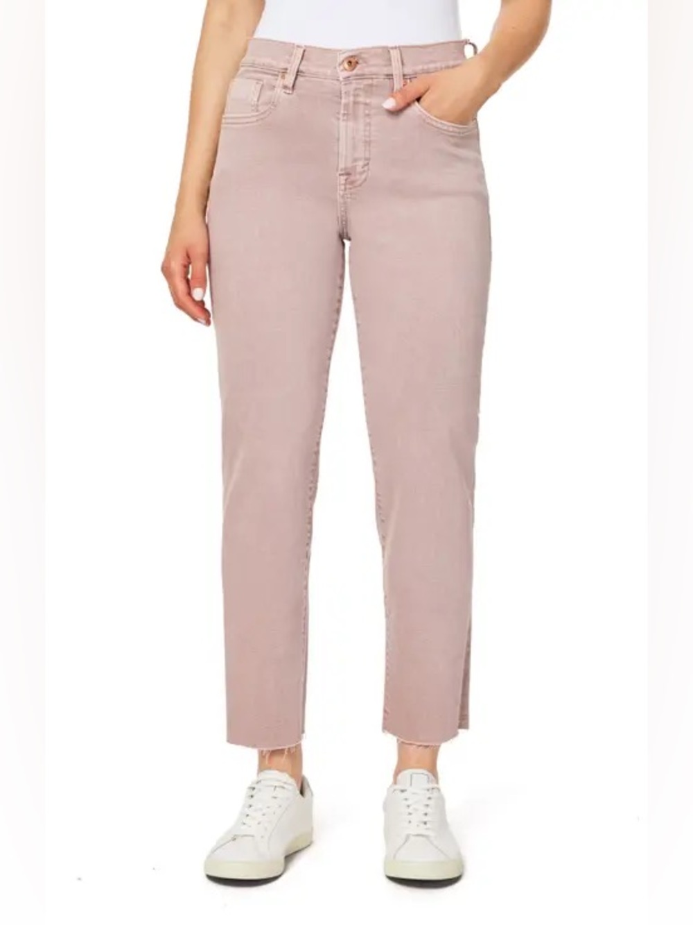 Kensie Cropped Straight Pants Light Purple The Slim Cut Off Jean Denim - Size 12